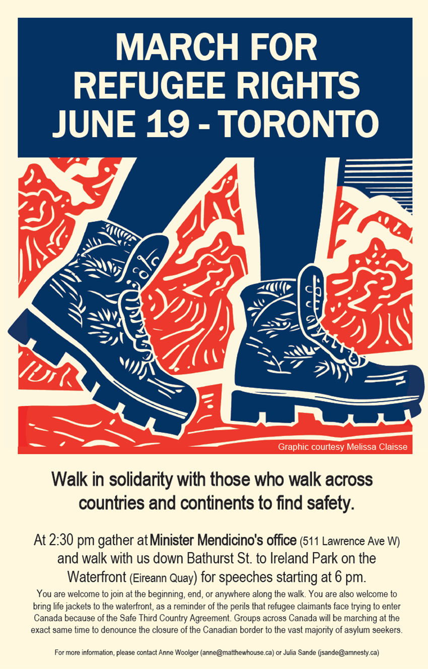 March for refugee rights June 19 - Toronto. Image of boots walking