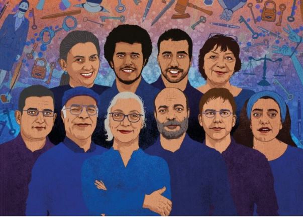 Artwork depicting The Istanbul 10 - human rights defenders who were detained during a workshop in July 2017. - © Rebecca Hendin